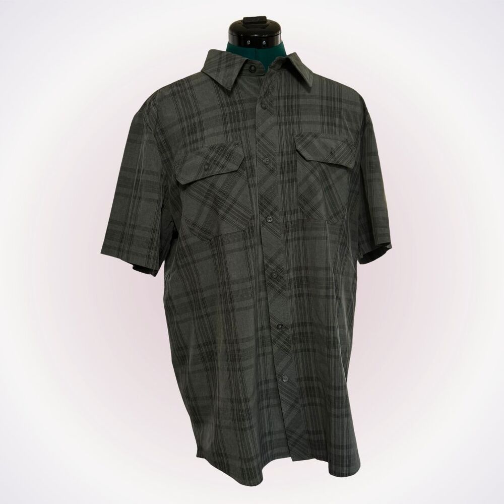 Olive Plaid Short-Sleeve Outdoor Shirt | Sz XL